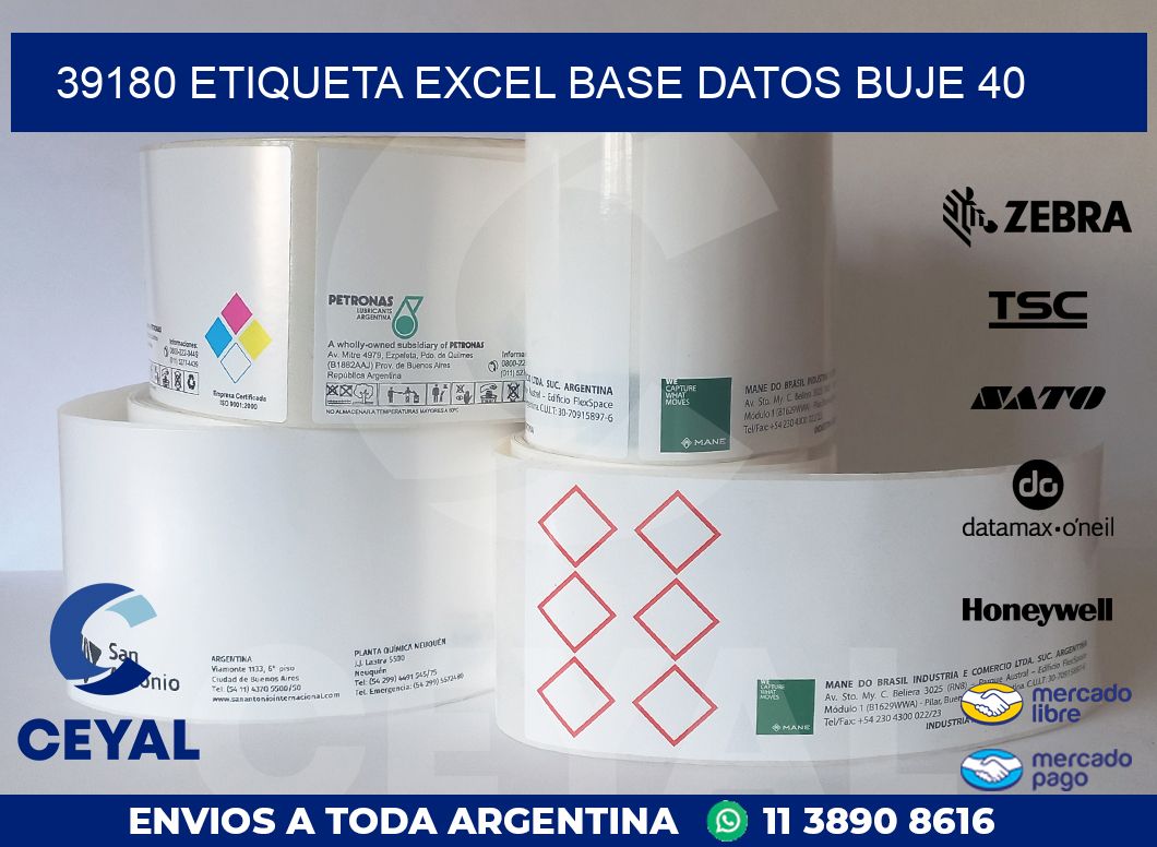 39180 etiqueta excel base datos buje 40