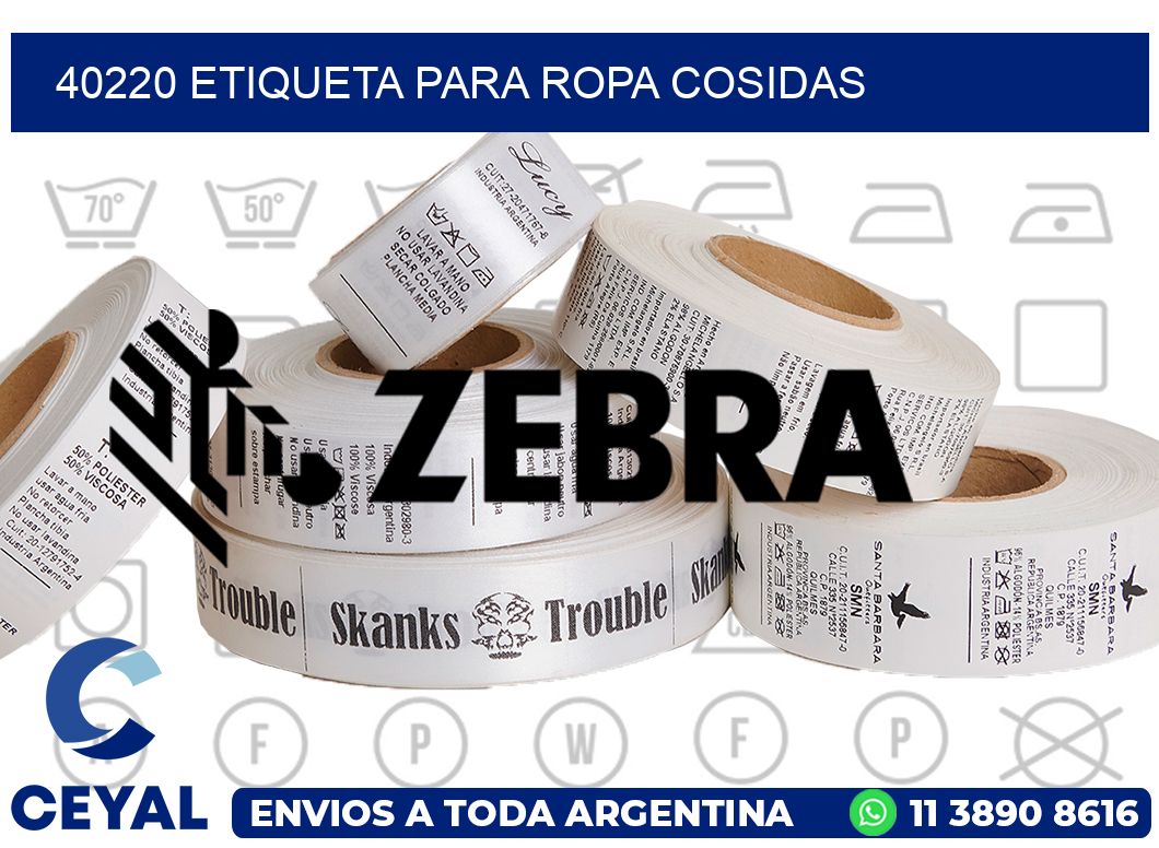 40220 ETIQUETA PARA ROPA COSIDAS