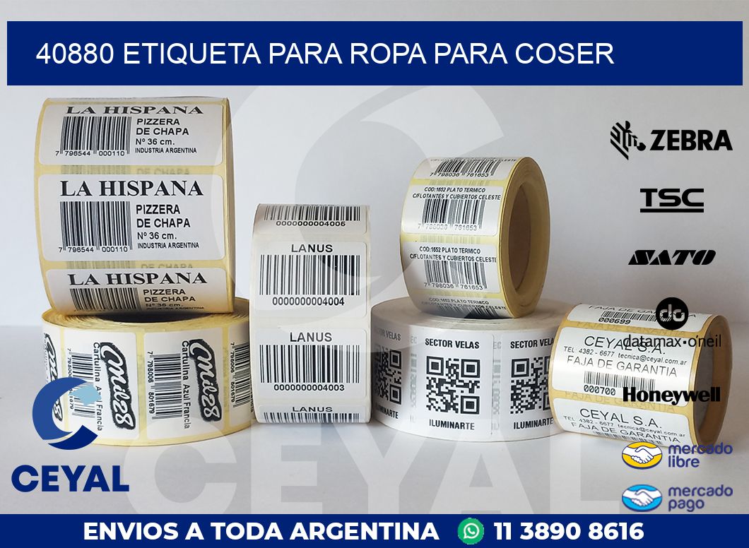 40880 ETIQUETA PARA ROPA PARA COSER