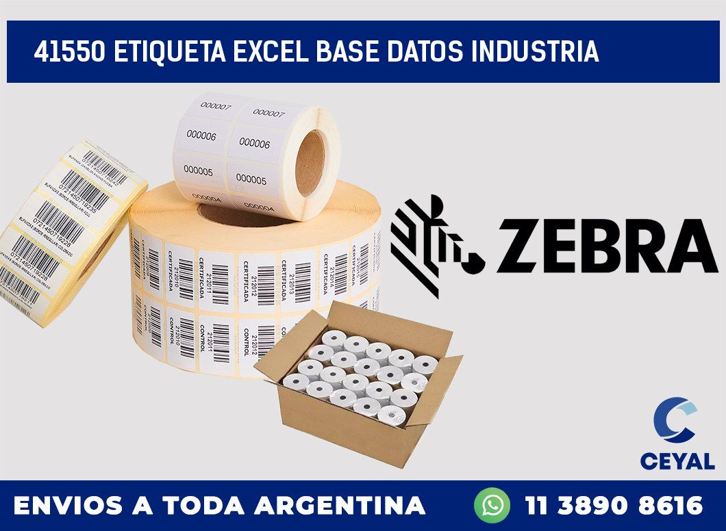 41550 etiqueta excel base datos industria