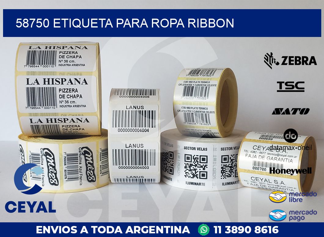 58750 ETIQUETA PARA ROPA RIBBON