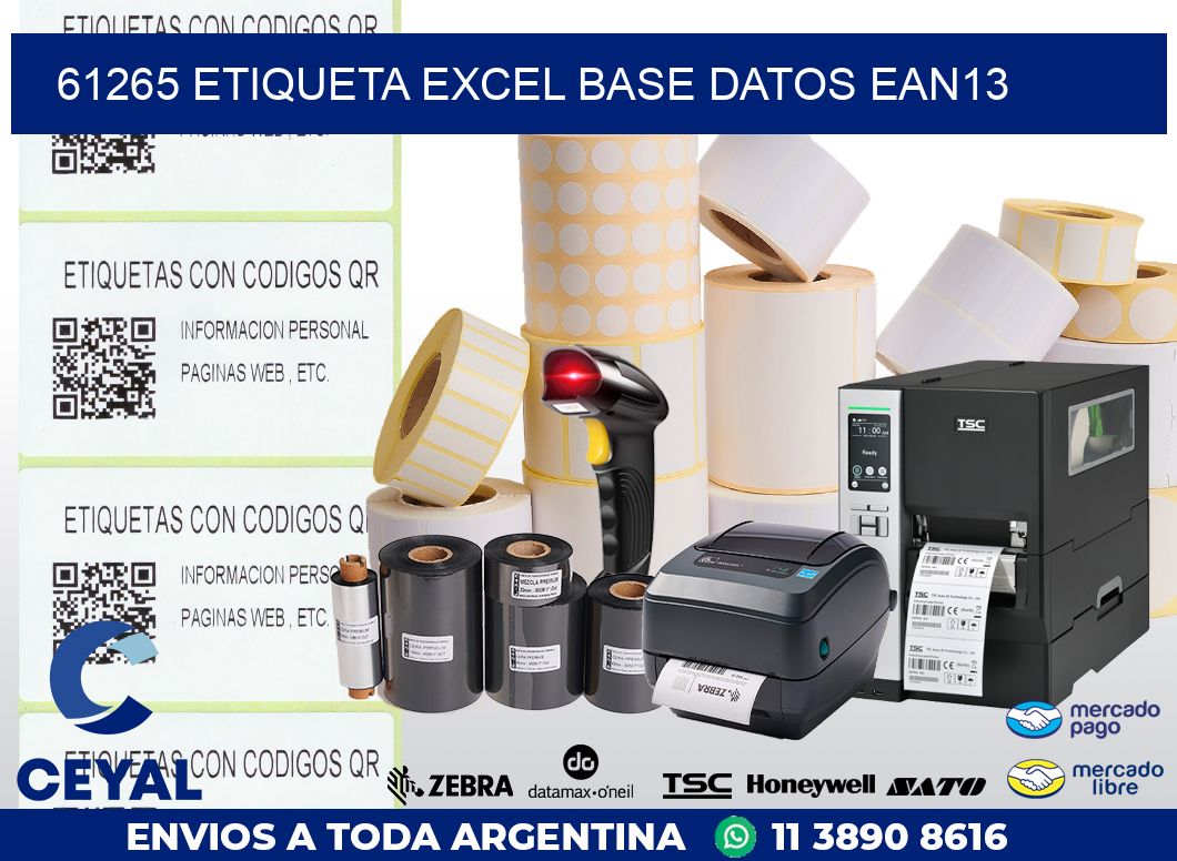 61265 etiqueta excel base datos ean13