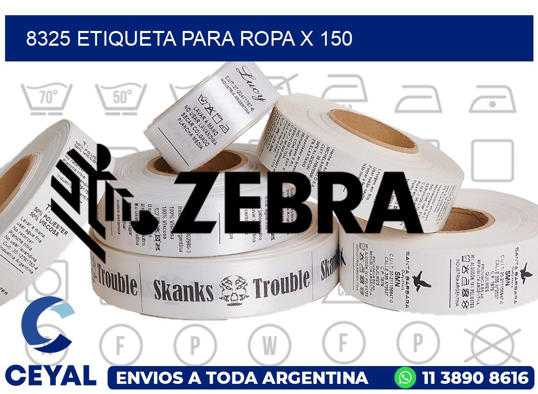 8325 ETIQUETA PARA ROPA X 150