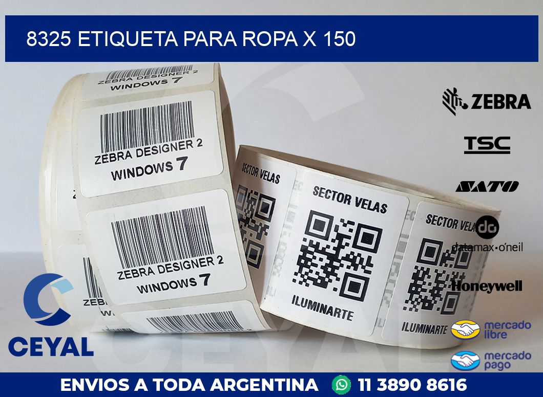 8325 ETIQUETA PARA ROPA X 150