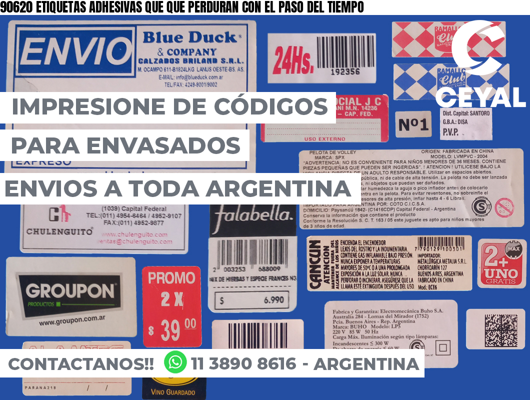 90620 ETIQUETAS ADHESIVAS QUE QUE PERDURAN CON EL PASO DEL TIEMPO