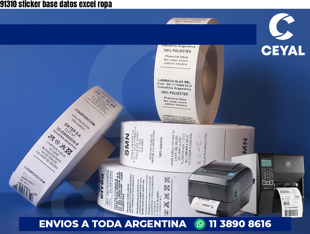 91310 sticker base datos excel ropa