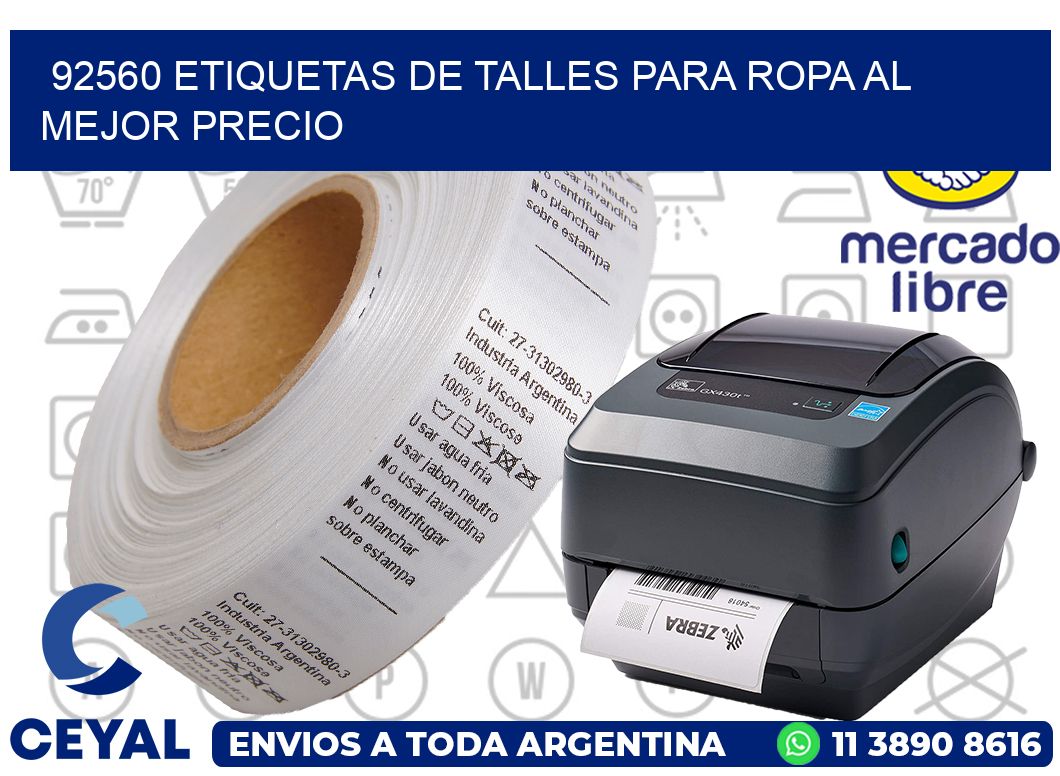 92560 ETIQUETAS DE TALLES PARA ROPA AL MEJOR PRECIO