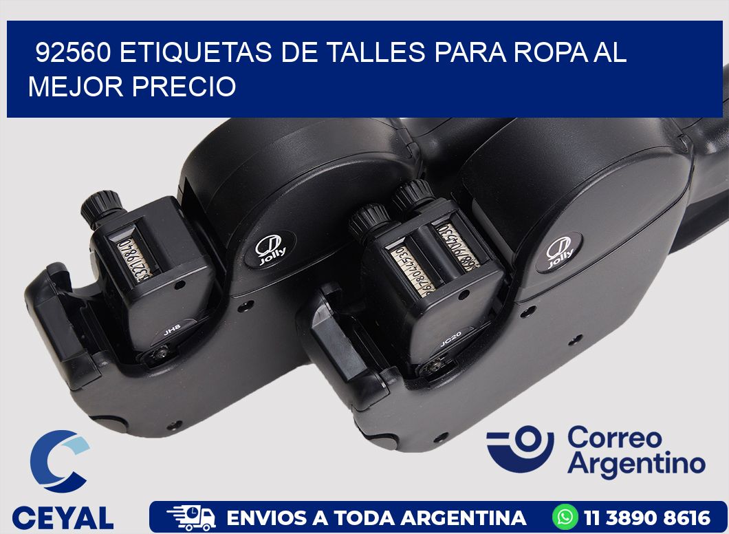 92560 ETIQUETAS DE TALLES PARA ROPA AL MEJOR PRECIO