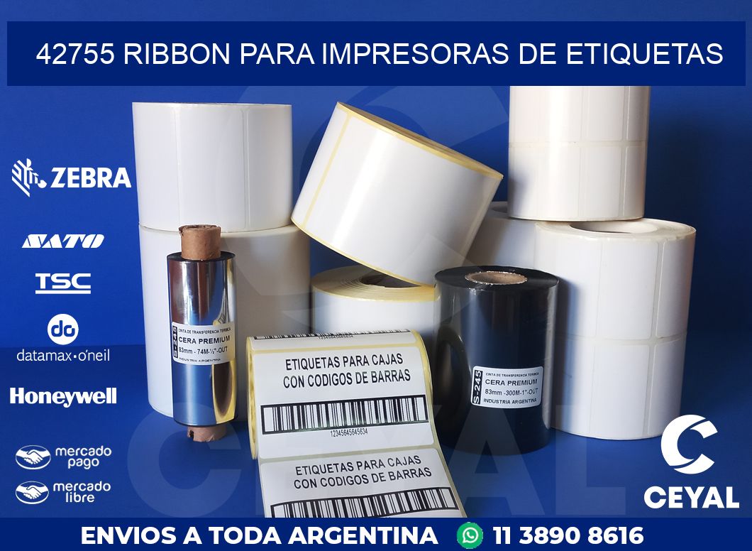 42755 RIBBON PARA IMPRESORAS DE ETIQUETAS | Respuesto Zebra