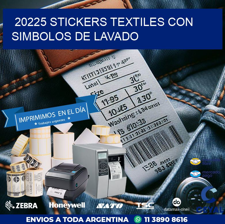 20225 STICKERS TEXTILES CON SIMBOLOS DE LAVADO | Respuesto Zebra