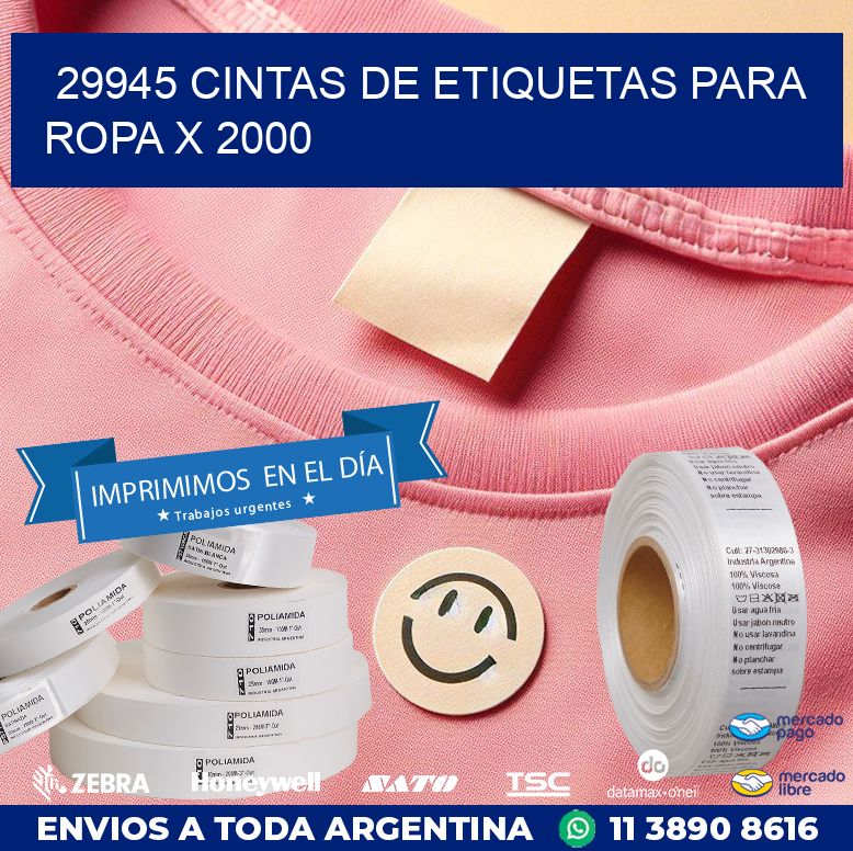 29945 CINTAS DE ETIQUETAS PARA ROPA X 2000