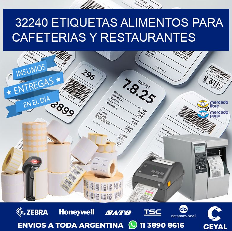 32240 ETIQUETAS ALIMENTOS PARA CAFETERIAS Y RESTAURANTES