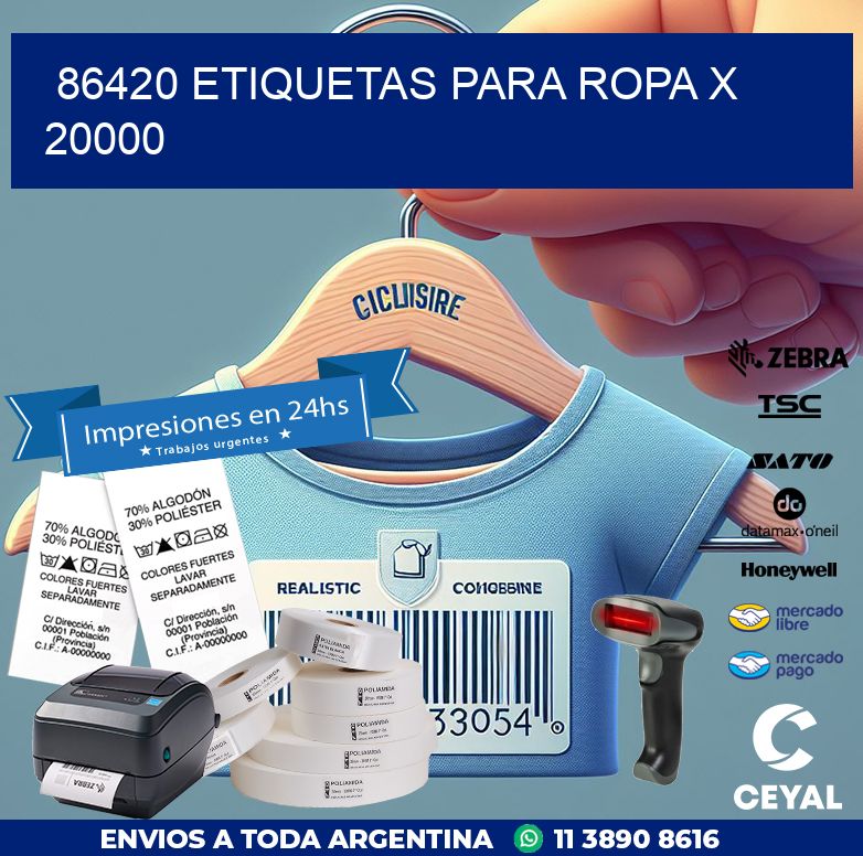 86420 ETIQUETAS PARA ROPA X 20000
