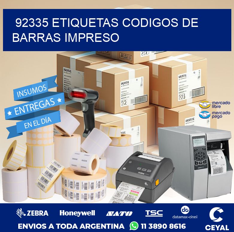 92335 ETIQUETAS CODIGOS DE BARRAS IMPRESO