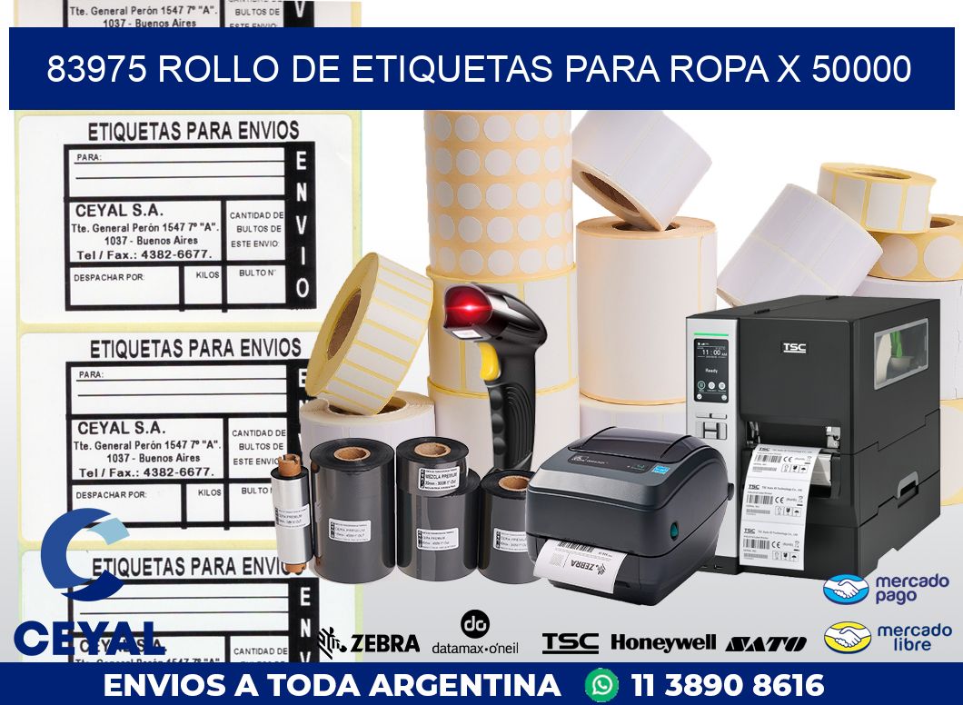 83975 ROLLO DE ETIQUETAS PARA ROPA X 50000