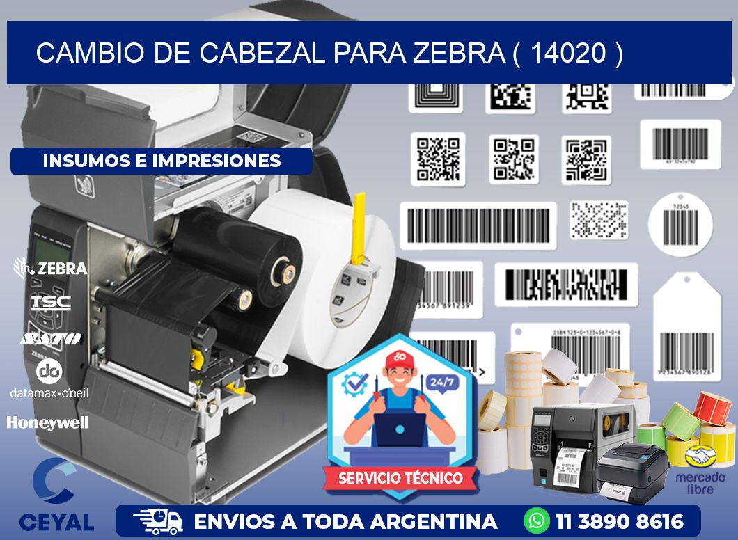 CAMBIO DE CABEZAL PARA ZEBRA ( 14020 )