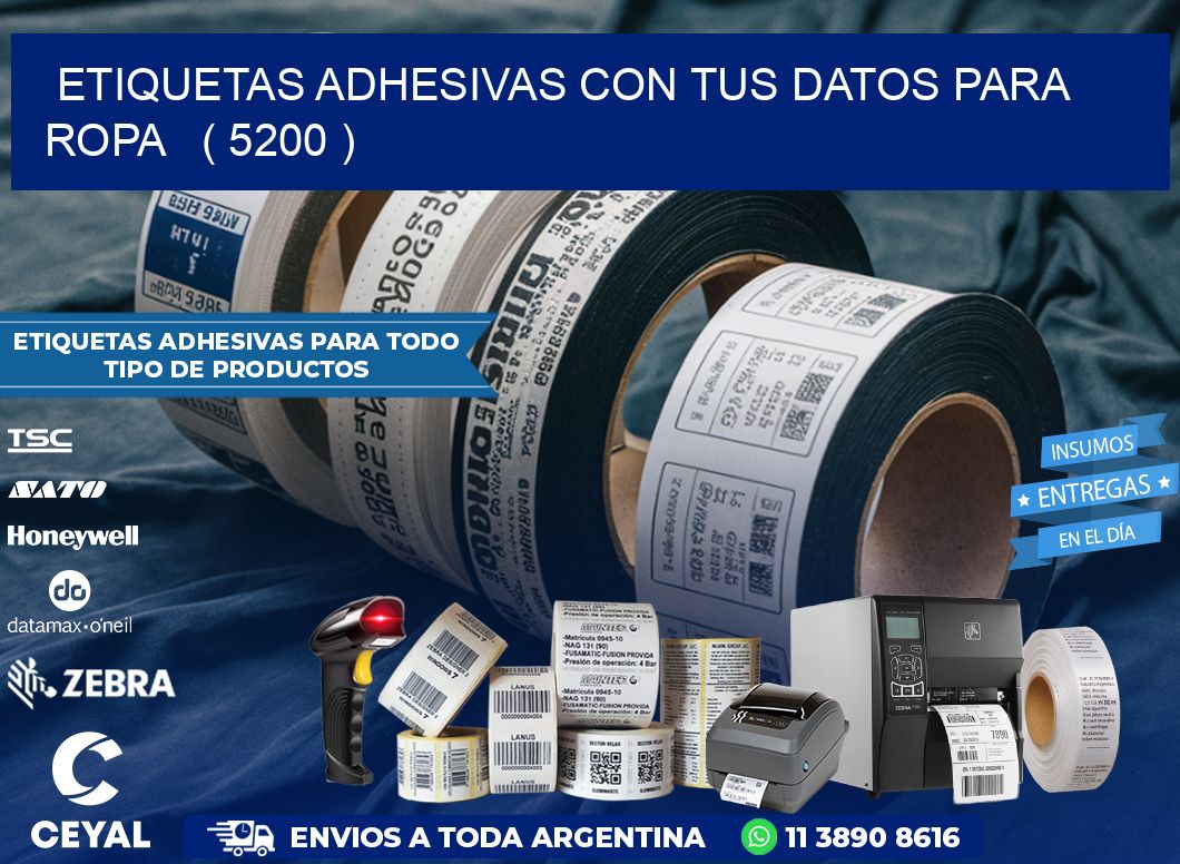 ETIQUETAS ADHESIVAS CON TUS DATOS PARA ROPA   ( 5200 )