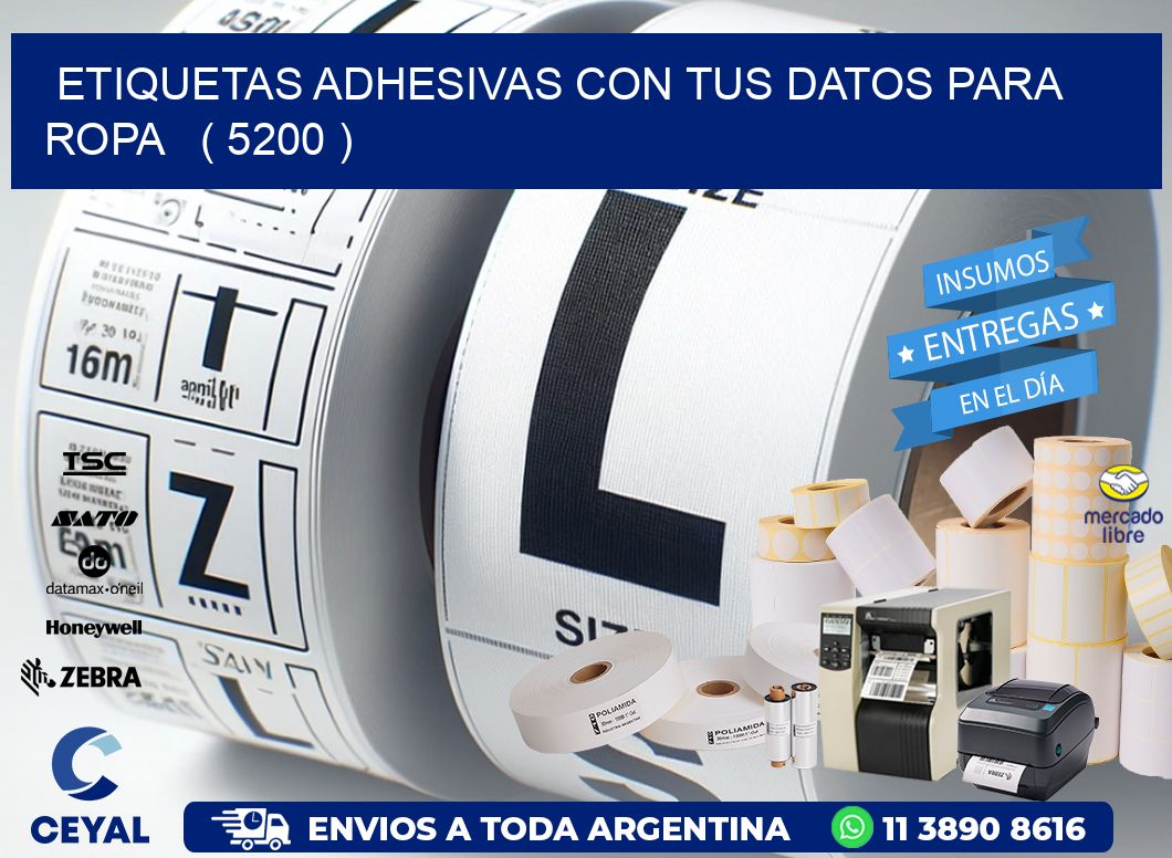 ETIQUETAS ADHESIVAS CON TUS DATOS PARA ROPA   ( 5200 )