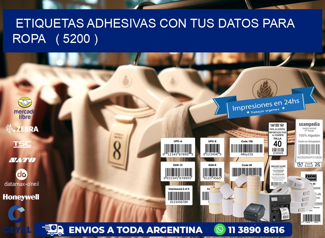 ETIQUETAS ADHESIVAS CON TUS DATOS PARA ROPA   ( 5200 )