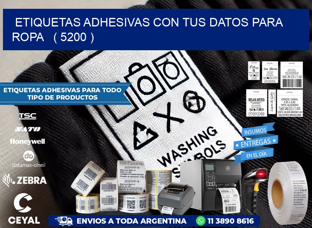 ETIQUETAS ADHESIVAS CON TUS DATOS PARA ROPA   ( 5200 )