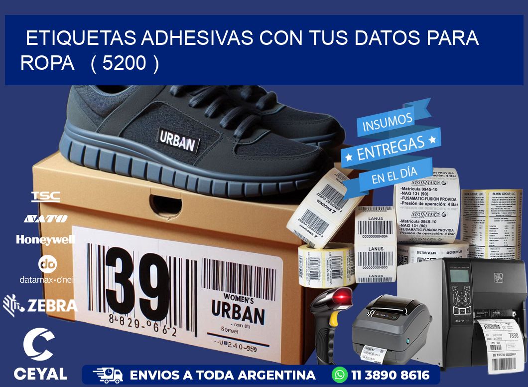 ETIQUETAS ADHESIVAS CON TUS DATOS PARA ROPA   ( 5200 )