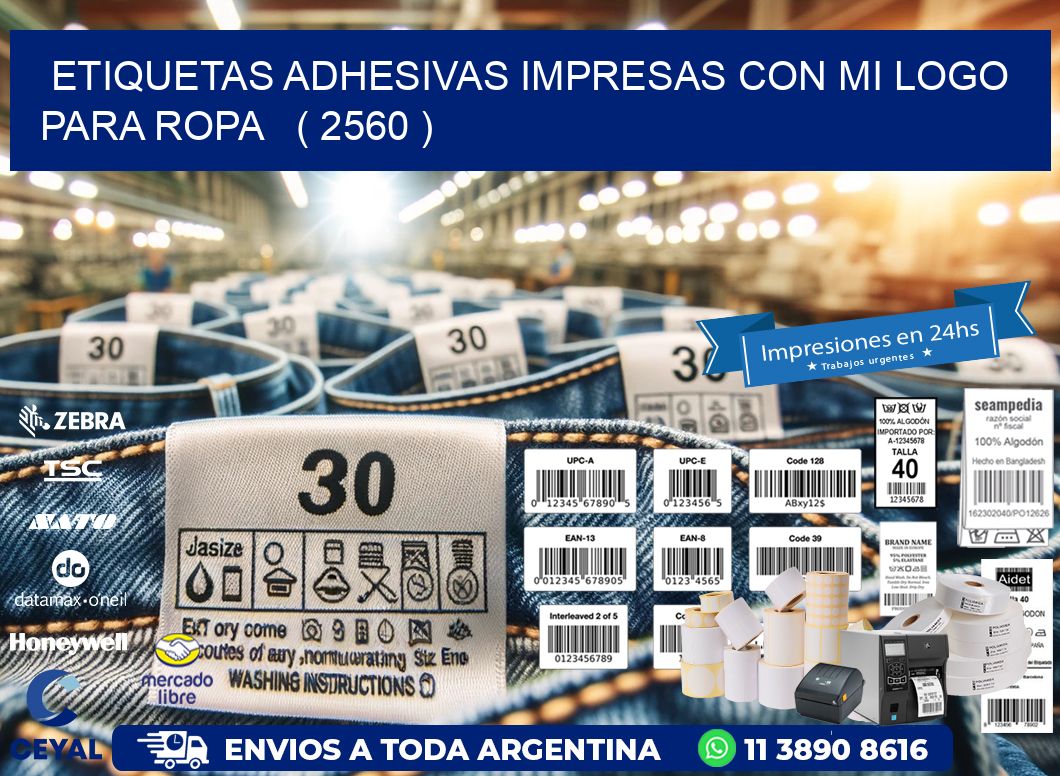 ETIQUETAS ADHESIVAS IMPRESAS CON MI LOGO PARA ROPA   ( 2560 )