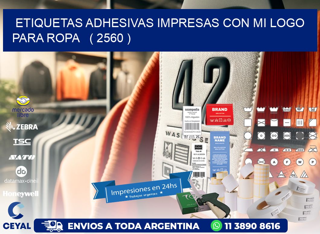 ETIQUETAS ADHESIVAS IMPRESAS CON MI LOGO PARA ROPA   ( 2560 )
