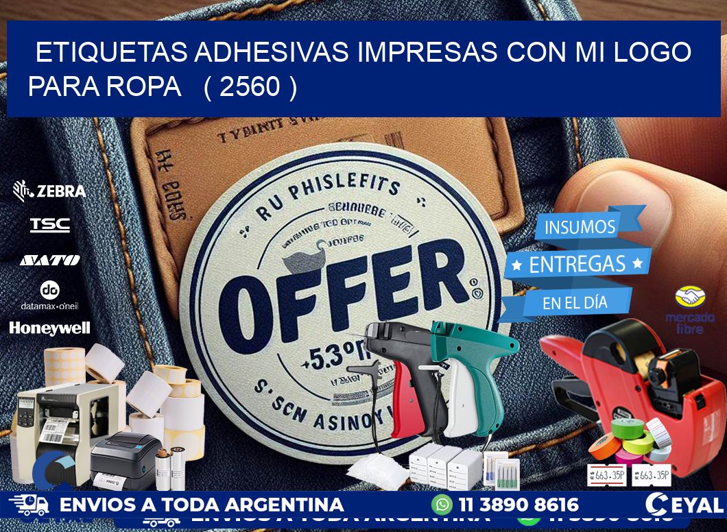 ETIQUETAS ADHESIVAS IMPRESAS CON MI LOGO PARA ROPA   ( 2560 )