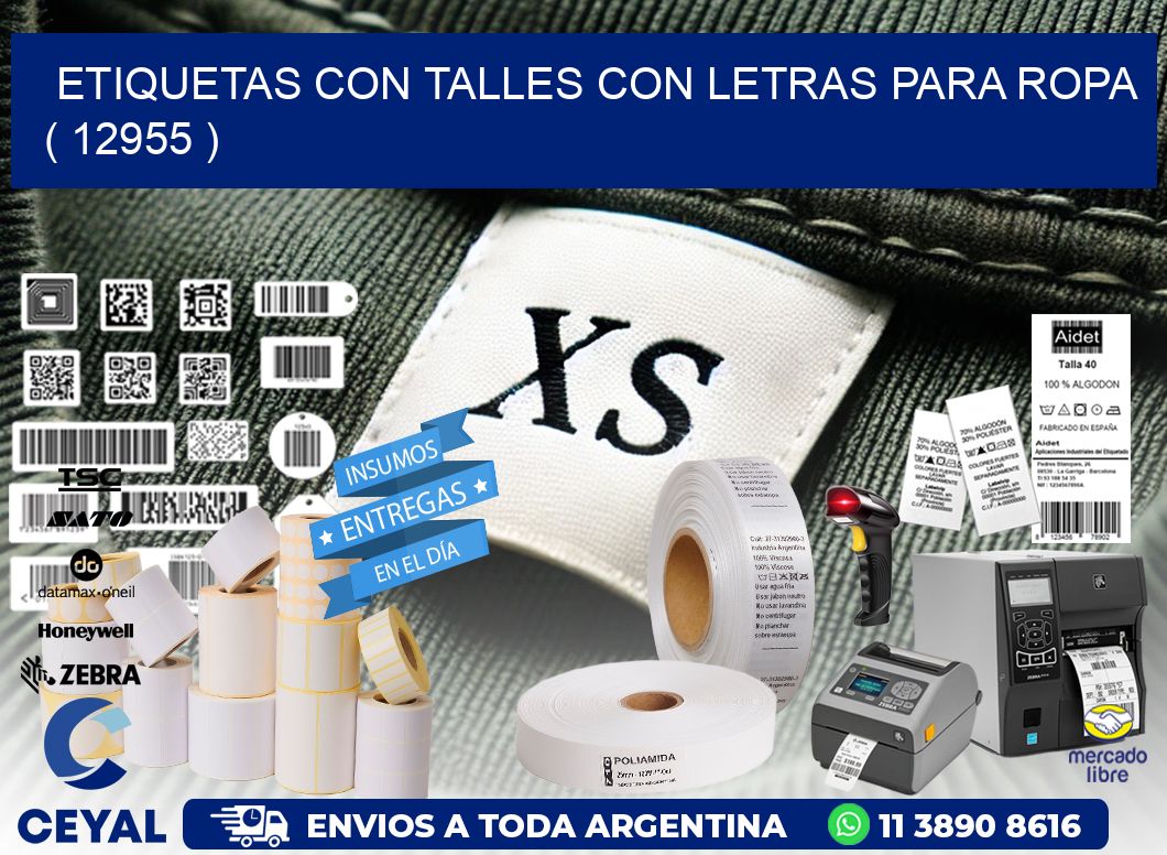 ETIQUETAS CON TALLES CON LETRAS PARA ROPA   ( 12955 )