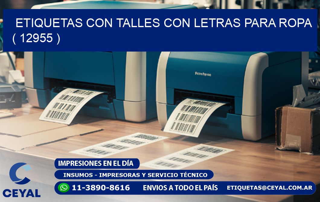 ETIQUETAS CON TALLES CON LETRAS PARA ROPA   ( 12955 )