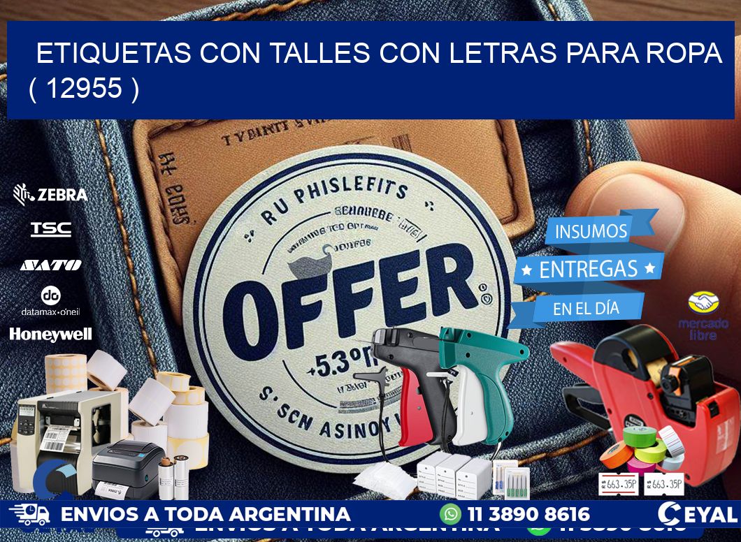 ETIQUETAS CON TALLES CON LETRAS PARA ROPA   ( 12955 )