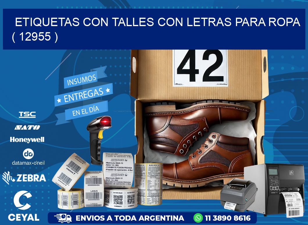 ETIQUETAS CON TALLES CON LETRAS PARA ROPA   ( 12955 )