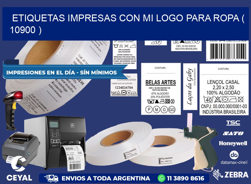 ETIQUETAS IMPRESAS CON MI LOGO PARA ROPA ( 10900 )