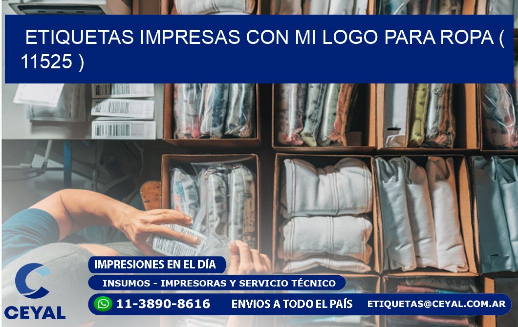 ETIQUETAS IMPRESAS CON MI LOGO PARA ROPA ( 11525 )