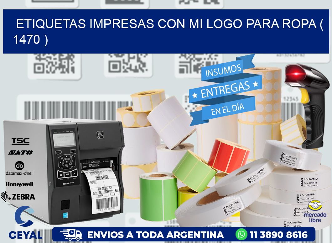 ETIQUETAS IMPRESAS CON MI LOGO PARA ROPA ( 1470 )