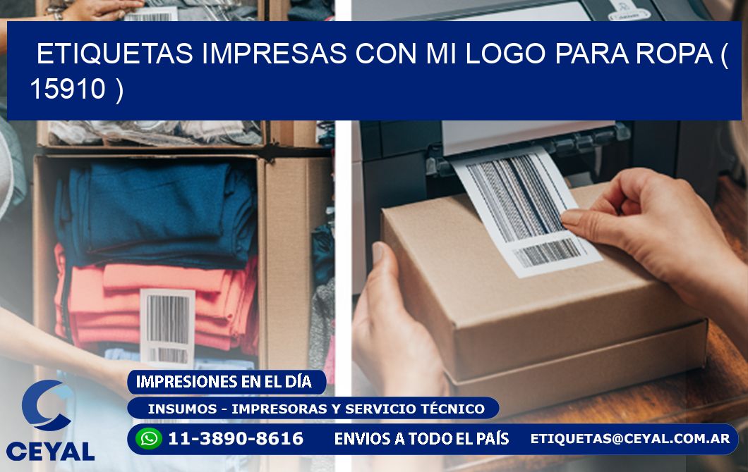 ETIQUETAS IMPRESAS CON MI LOGO PARA ROPA ( 15910 )