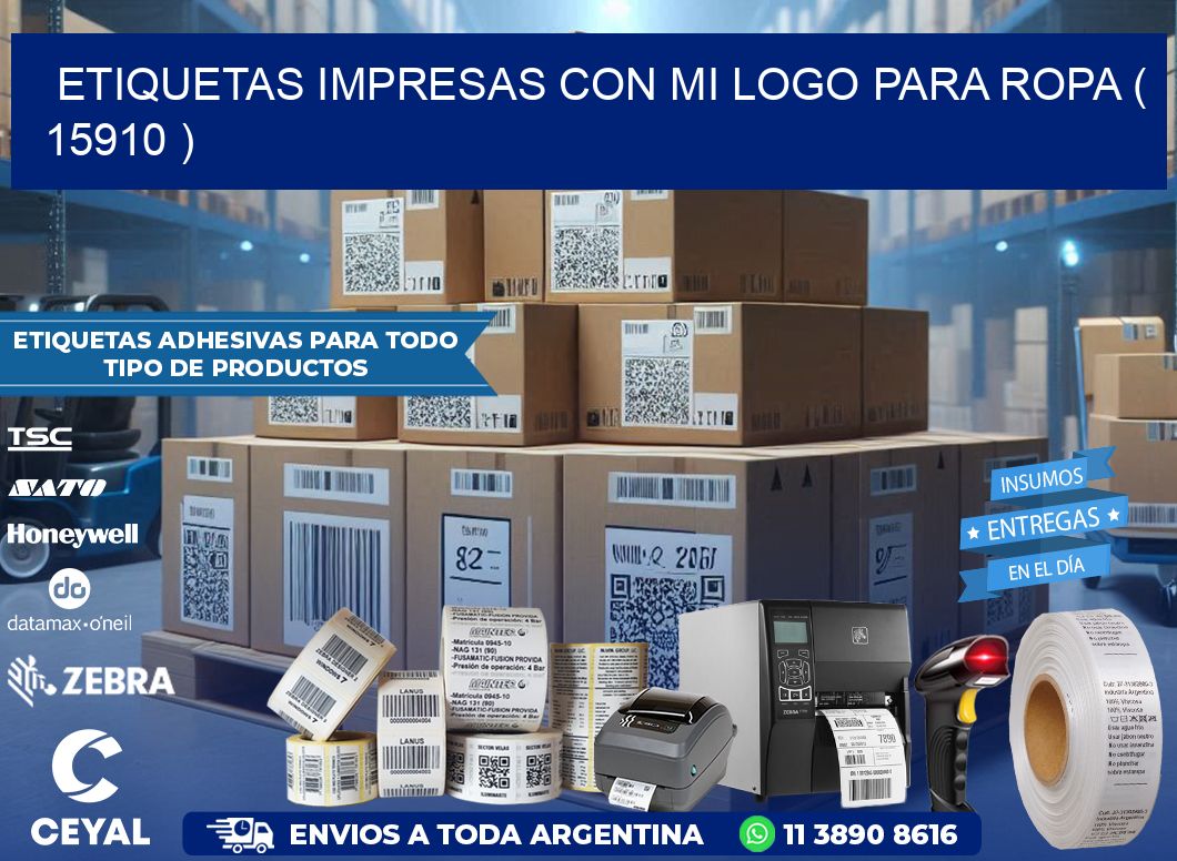 ETIQUETAS IMPRESAS CON MI LOGO PARA ROPA ( 15910 )