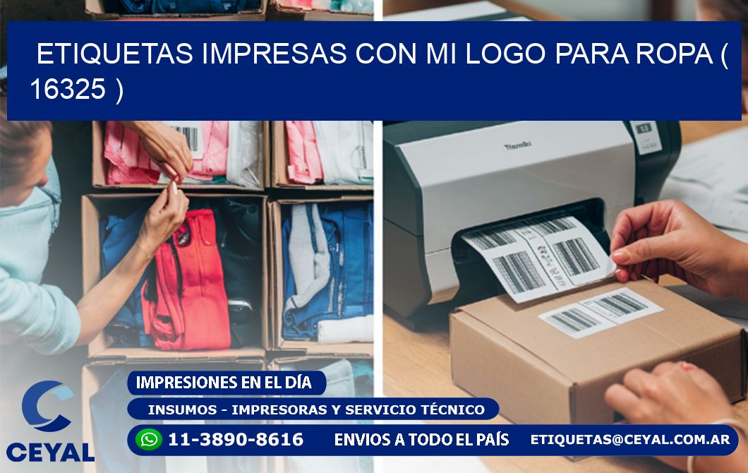 ETIQUETAS IMPRESAS CON MI LOGO PARA ROPA ( 16325 )