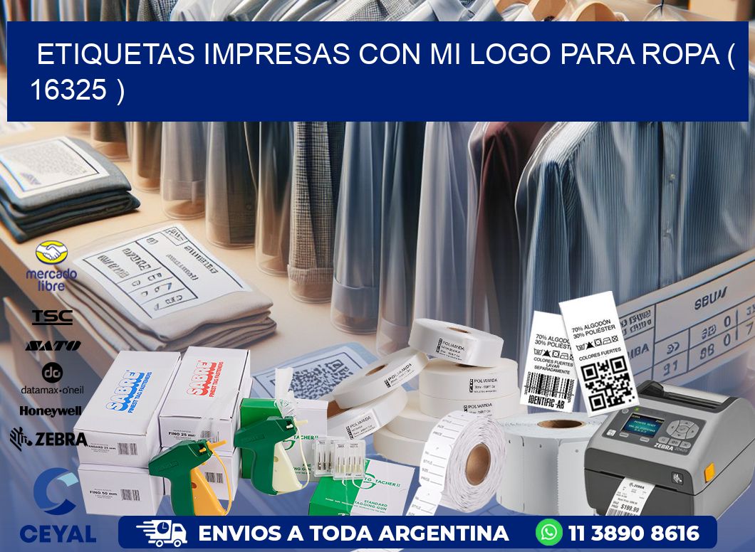 ETIQUETAS IMPRESAS CON MI LOGO PARA ROPA ( 16325 )