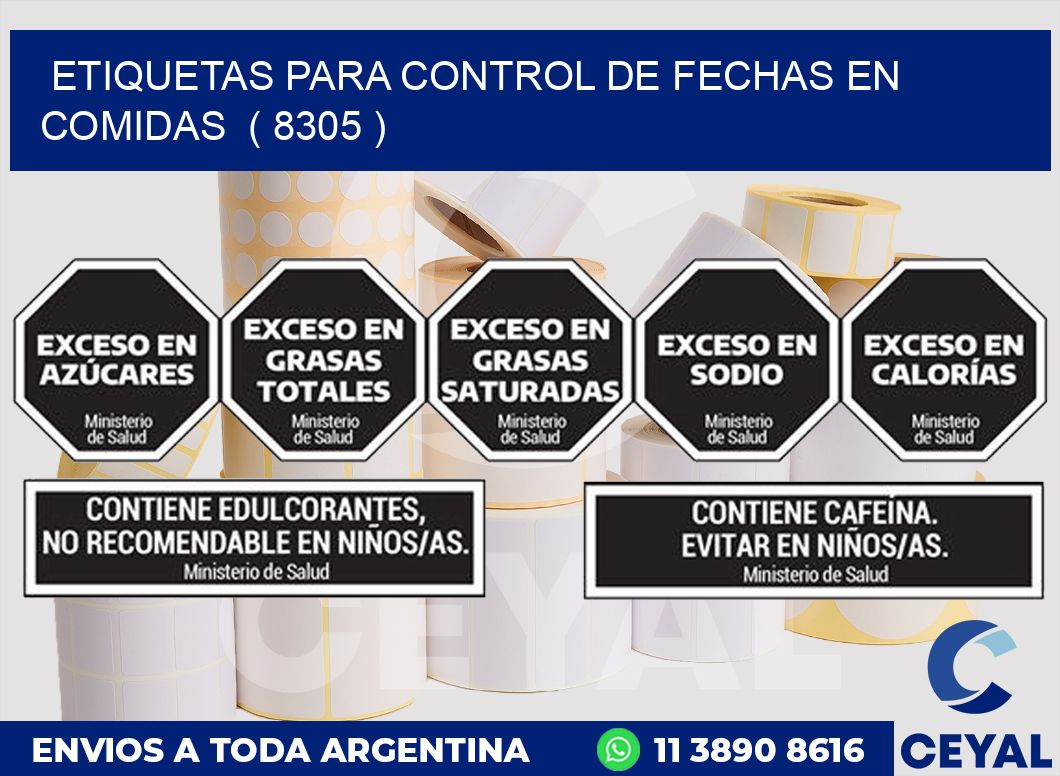 ETIQUETAS PARA CONTROL DE FECHAS EN COMIDAS  ( 8305 )