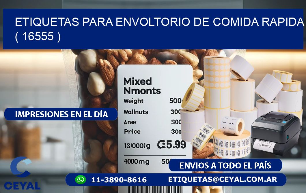 ETIQUETAS PARA ENVOLTORIO DE COMIDA RAPIDA  ( 16555 )