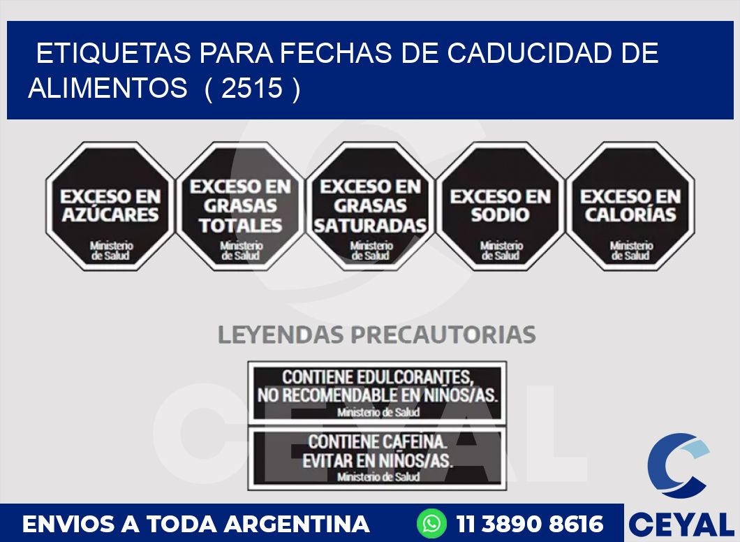 ETIQUETAS PARA FECHAS DE CADUCIDAD DE ALIMENTOS  ( 2515 )
