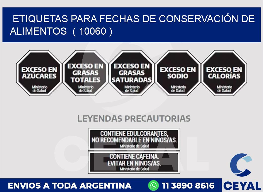 ETIQUETAS PARA FECHAS DE CONSERVACIÓN DE ALIMENTOS  ( 10060 )