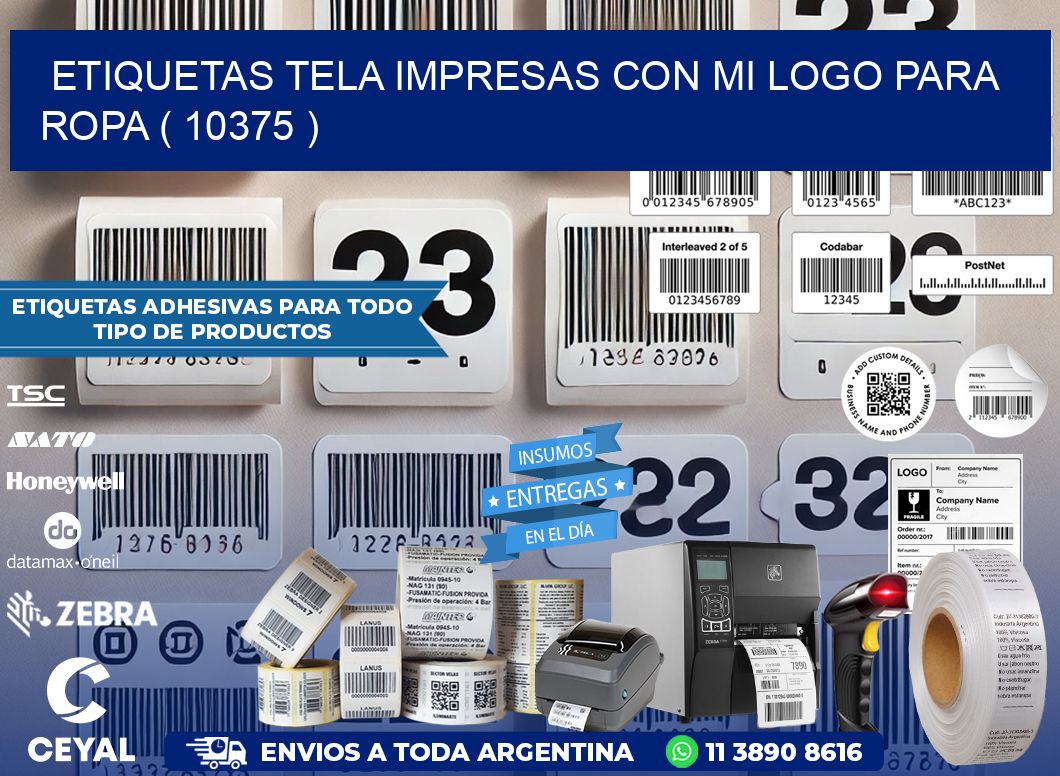 ETIQUETAS TELA IMPRESAS CON MI LOGO PARA ROPA ( 10375 )