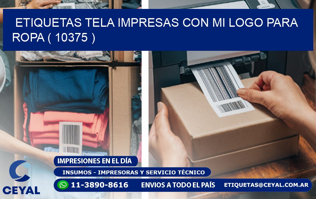 ETIQUETAS TELA IMPRESAS CON MI LOGO PARA ROPA ( 10375 )