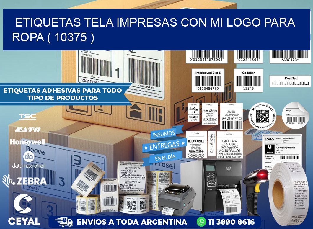 ETIQUETAS TELA IMPRESAS CON MI LOGO PARA ROPA ( 10375 )