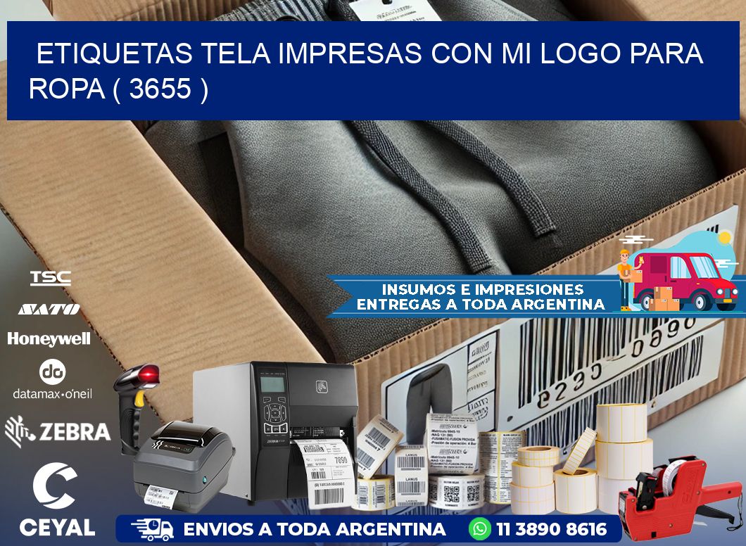 ETIQUETAS TELA IMPRESAS CON MI LOGO PARA ROPA ( 3655 )
