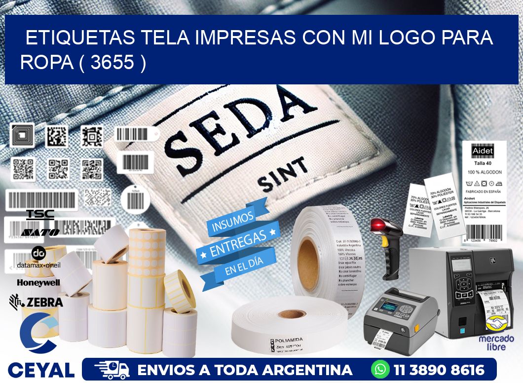 ETIQUETAS TELA IMPRESAS CON MI LOGO PARA ROPA ( 3655 )