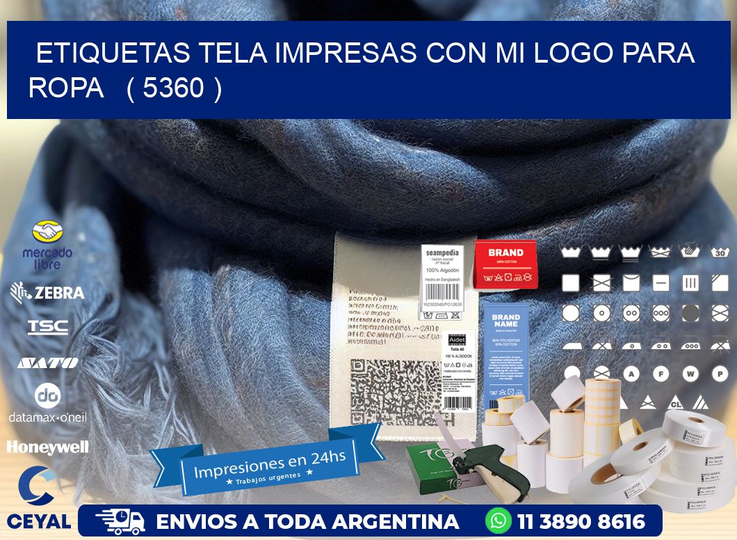 ETIQUETAS TELA IMPRESAS CON MI LOGO PARA ROPA   ( 5360 )
