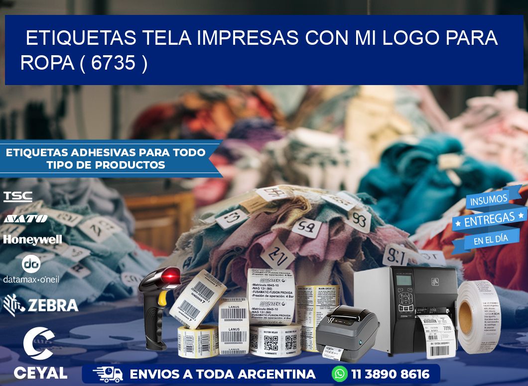 ETIQUETAS TELA IMPRESAS CON MI LOGO PARA ROPA ( 6735 )